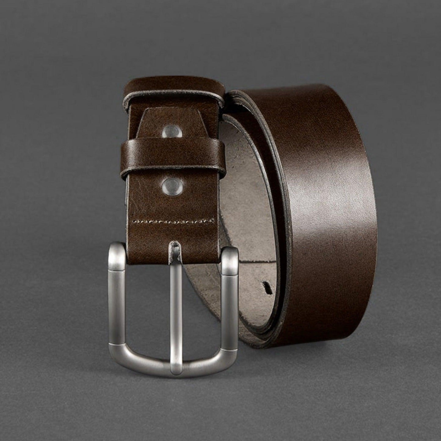 Handmade  Brown Leather Men's Belt for Jeans High Quality