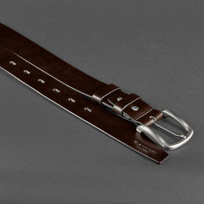 Handmade  Brown Leather Men's Belt for Jeans High Quality