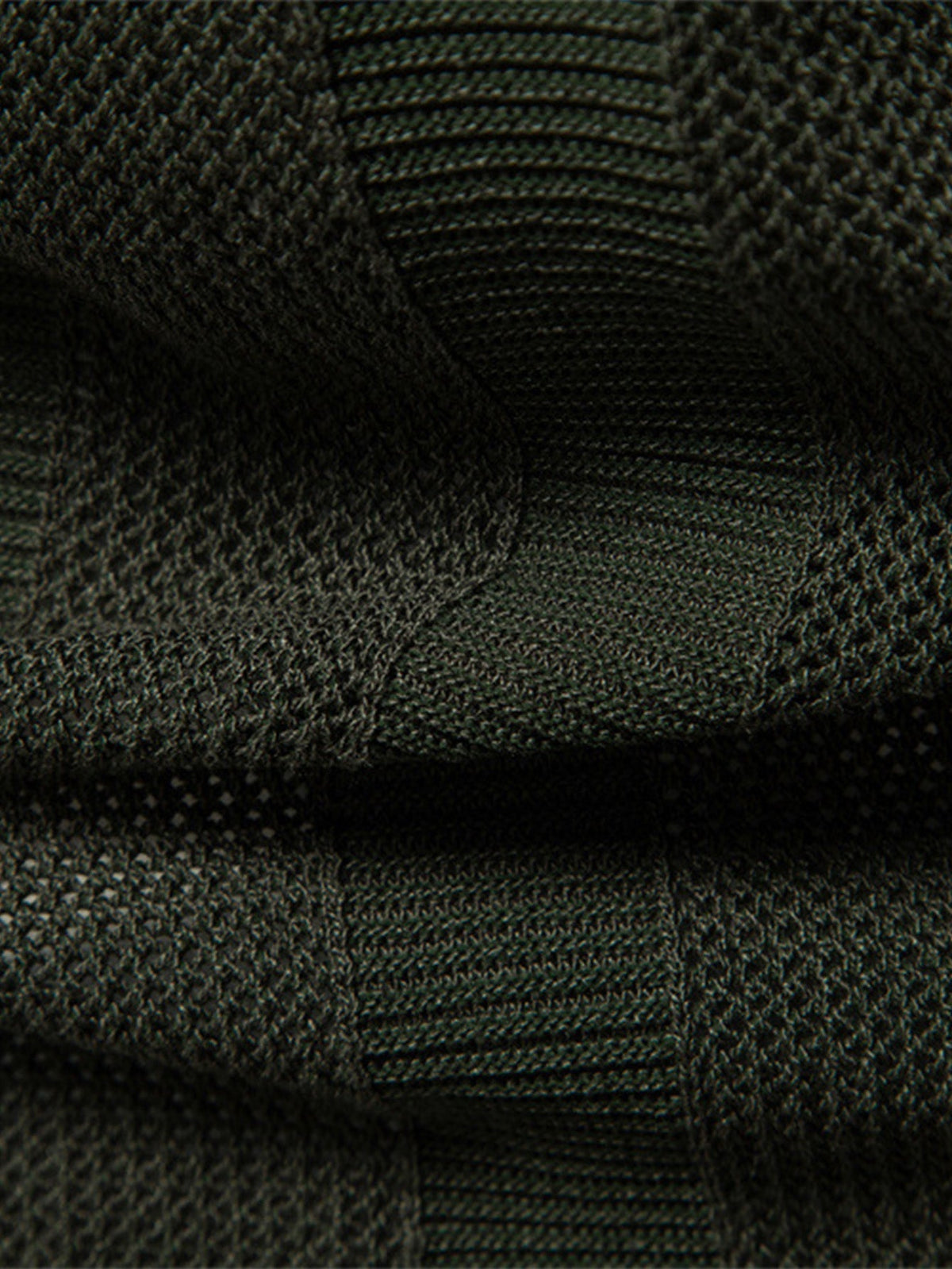 Striped Hollow Knit V-Neck Polo