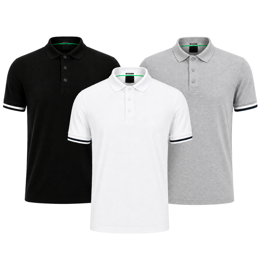 3er-Pack klassische Poloshirts