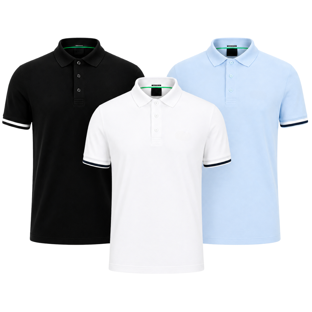 3er-Pack klassische Poloshirts